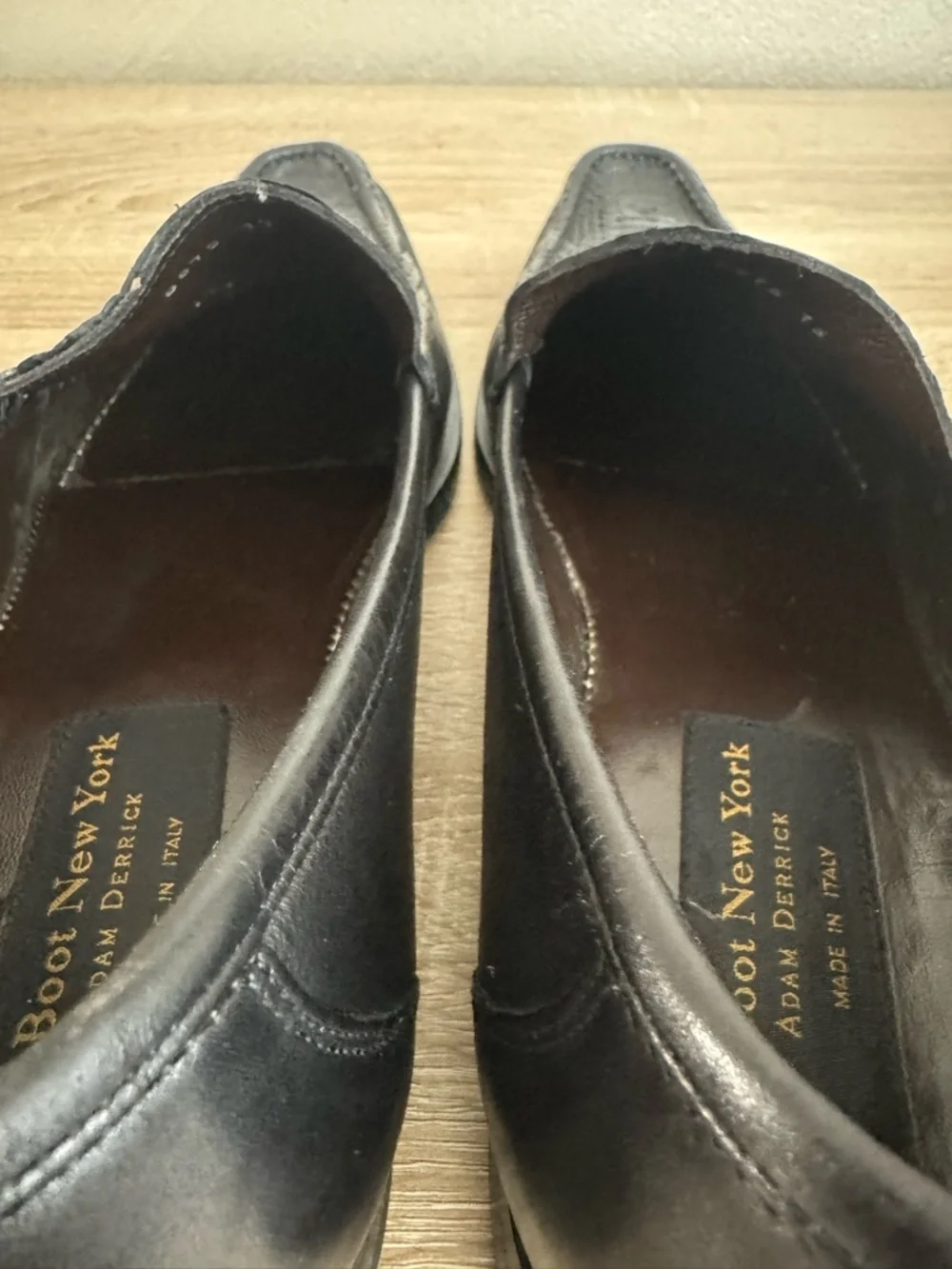 To Boot Adam Derrick NY Men 13 Black Leather Snakeskin Print Loafers Dress Shoes